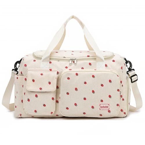 Womens Gym Sports Bag, Travel Duffle Bag Womens, Weekend Travel Bags with Shoes Compartment and Dry Wet Separation, 20-35L (Beige)