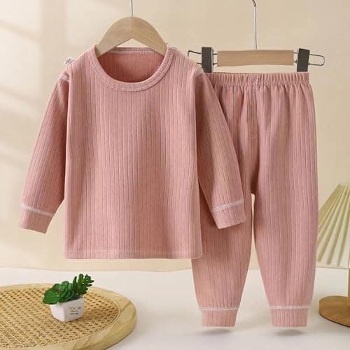 Hikewin Girls Thermal Underwear Set for Kids Long Johns Underwear Ultra Soft Winter Base Layer for Girls Pink 3-4Years — view 2
