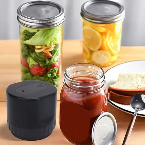 ANKROYU Electric Jar Vacuum Sealer Portable Fully Automatic Rechargeable Cordless Labor Saving 1200mah Jar Vacuum Sealing Machine for Travel Home Picnic ABS Silicone (Black) — view 2