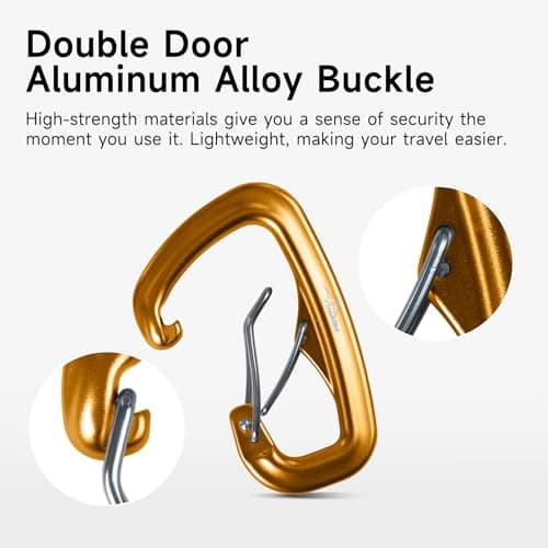 Travel Bird Heavy Duty Carabiner Clip Hook 8KN, Ultra-Light Aluminum Caribeaners with Double Door D-Shape, for Hammock, Camping, Hiking, Backpacking, Dog Leash, Keychain Clip — view 2