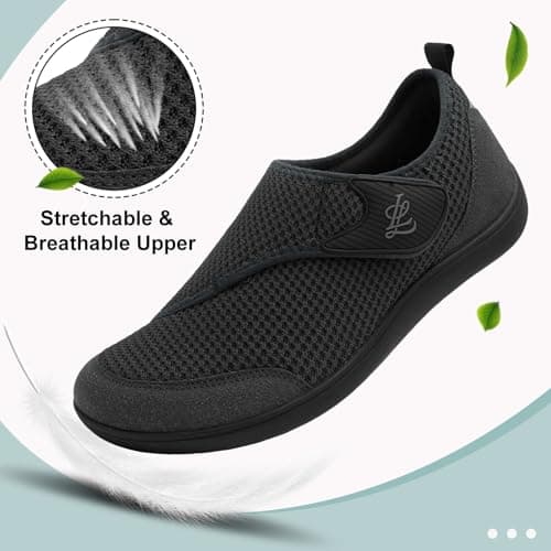 Mens Gym Barefoot Walking Trainers Wide Fit Zero Drop Breathable Adjustable Shoes Black Size 12 Wide — view 4