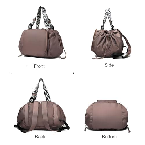 Fashowlife Tote Bag Large Capacity Lightweight Backpack with 15 Pockets Nylon Shoulder Bag for Car Travel Mother Bag, Khaki, L — view 4