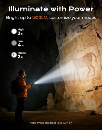 Babacom 1300LM Torch Rechargeable with UV Light & Red Side Light, 7 Modes — view 4
