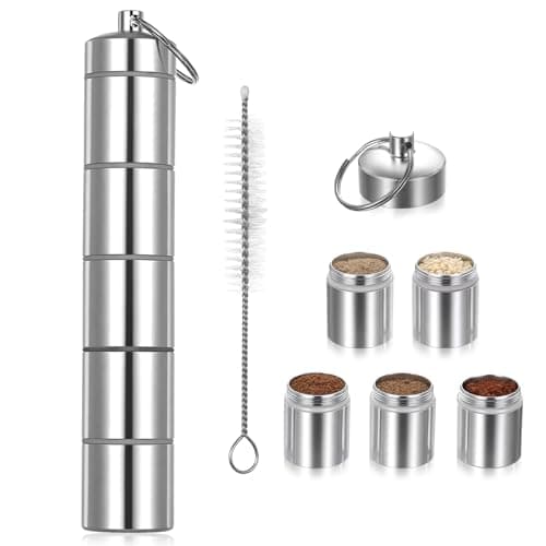 5‑in‑1 Portable Camping Spice Shaker Kit, Travel Seasoning Jars with Brush