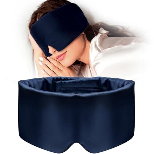 Quelcc Sleep Mask, Silk Eye Mask for Sleeping with Adjustable Strap, Ultra Soft Comfortable Sleeping Mask for Sleeping,Travel, Relax, Yoga, Meditation(Navy Blue)
