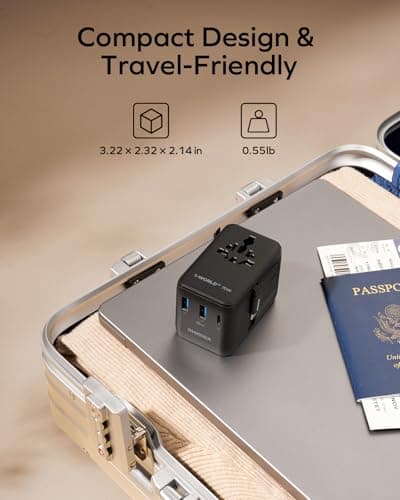 MOMAX Universal Travel Adapter with USB C Cable 70W GaN Travel Plug Adapter — view 6