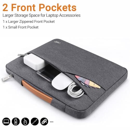 TECOOL 13.3 Inch Laptop Sleeve Protective Case with Handle and Pockets — view 4
