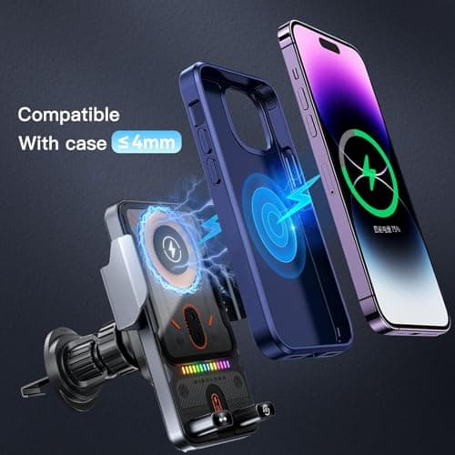 Fast Wireless Car Charger Mount | Auto-Clamping Charging Phone Holder With 360-degree Screen Rotation | Electric Rotating Wireless Charging Bracket for Business Trip Family Travel Daily Commute — view 3