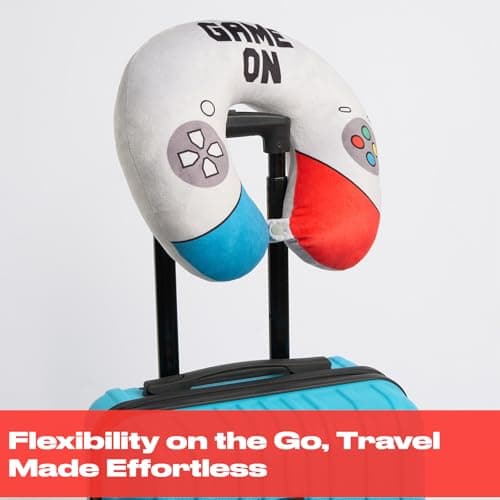 OHS Travel Pillow, Game Controller Kids Neck Pillows for Travel Memory Foam Neck Support Pillow Compact Lightweight Ergonomic Flight Neck Pillows for Adults, White — view 6