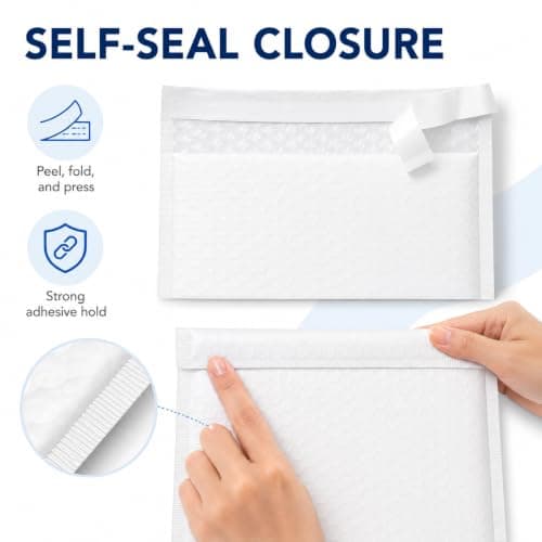 Long Large Bubble Mailers, White Padded Envelopes, 18 x 45 + 4 cm, 147 Pack — view 3