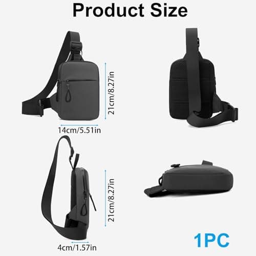 JOVIA Men's Chest Bag - Lightweight, Anti-Theft Shoulder Bag for Hiking, Camping, Travel, and Outdoor Sports - Small Crossbody Bag with Hidden Pocket for Men & Women (Grey) — view 3