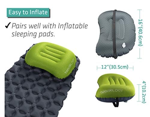 TREKOLOGY Ultralight Inflatable Camping & Travel Pillow – Compact, Ergonomic Neck & Lumbar Support Cushion for Adults & Kids – Ideal for Camping, Backpacking, and Beach Trips — view 6