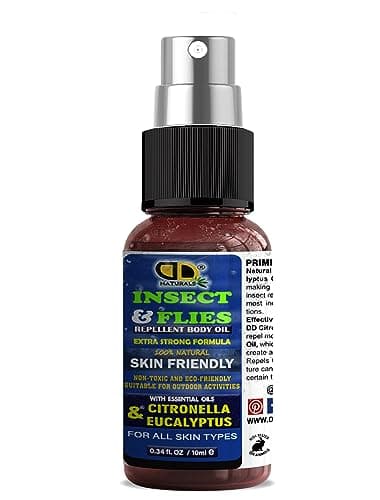 100% Natural Mosquito, Insect & Flies Repplent Body Oil with Citronella & Eucalyptus Essential Oils, for All Body Types (10ML Spray)