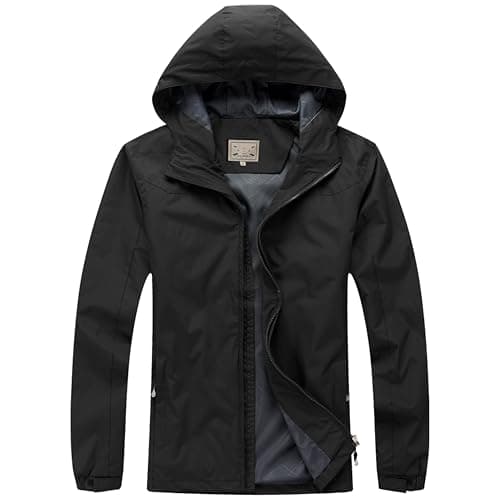 Blu Apparel Mens Waterproof Rain Jacket Premium Branded Walking Hiking Everyday wear Jacket Windproof (UK, Alpha, L, Regular, Regular, Black)