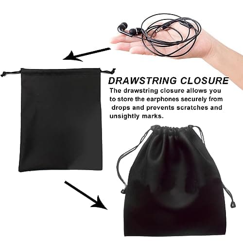 NHBETYS PU Leather Headphone Storage Bag, Waterproof Headphone Protection Pouch with Drawstring for Carrying Storing(Size:2 pcs) — view 5