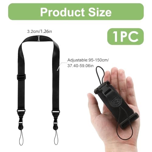 1 Pack Adjustable Shoulder Strap with Quick Release Buckles, Comfortable Non-Slip Neck Lanyard Strap for Tablet, Camera, Binoculars, Laptop Bag, Handbag, Luggage – Durable Nylon, Black, Medium Length — view 2