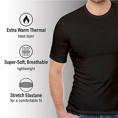 TT ThreadTrade Men's Thermal Underwear Set, Top Bottom Long Johns Warm Base layer Thermal Set Vests Trousers for Cold Winter Wear and Skiing Running Workout (Black Short-Sleeve Set, XL) — view 4