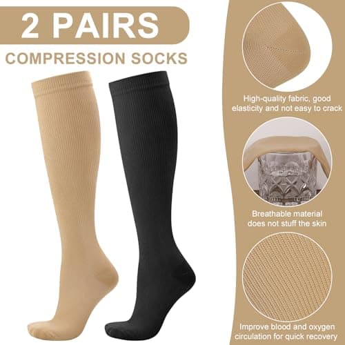 2 Pairs 20-30 mmhg Compression Socks for Women Men — view 3