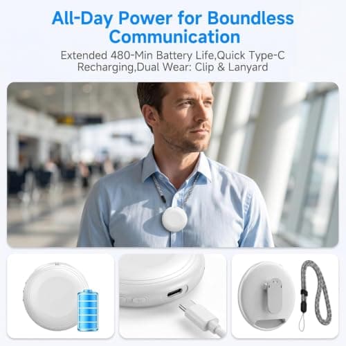 AI Translator Language Translator Device Spanish & English Practice Companion 2026– Supports 151 Languages,traductor de idiomas portatil,Travel Essentials traductor de idiomas portatil，White — view 2