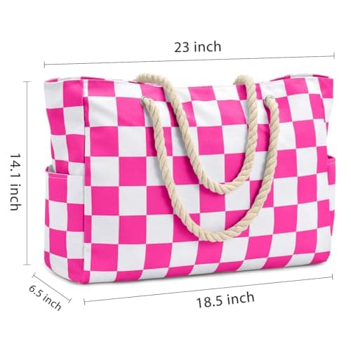 oscaurt Large Beach Bag Tote Bag for Women with Zip Waterproof Shoulder Handbags Casual Weekend Bag for Gym Travel Swimming Saunas — view 4