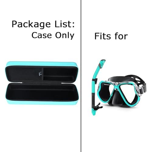Tourmate Hard Storage Case for Greatever Dry Snorkel Set,Travel Case for Anti-Fog Scuba Diving Mask, Only Case (Cyan) — view 6