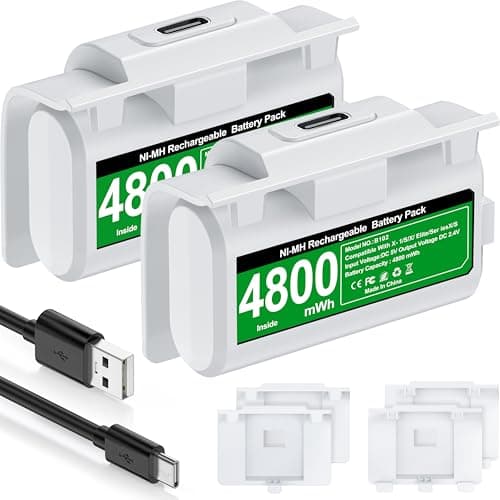 HEYLICOOL Rechargeable Batteries for Xbox One/Xbox Series X|S Controller,2x4800mWh Xbox Controller Battery Pack, Play and Charge Kit for Xbox Series X/S,Xbox One/Elite,Xbox One S/X with LED Indicator