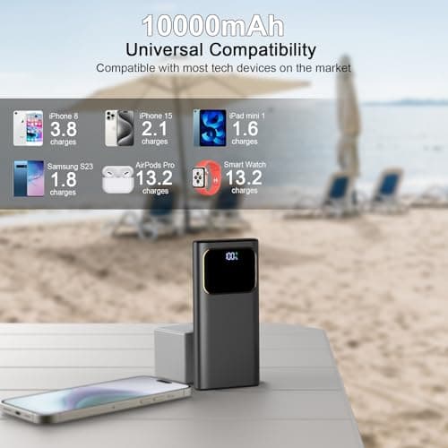 Power Bank Fast Charging 10000mAh, 22.5W Portable Charger USB C Input & Output Powerbank with LED Display, PD3.0 QC4.0 Phone Battery Pack for iPhone17/16/15/14/13/12, Android More，2026 Light Green — view 4