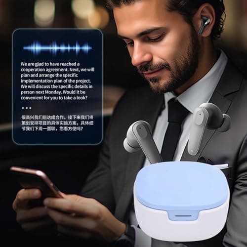 Sonew LinguaLink Translation Earbuds – Real-Time 74-Language AI Translator with ANC, Offline Mode & App Control for Travel, Business & Social Conversations – Dual-Ear True Earphones (Sky Blue) — view 2