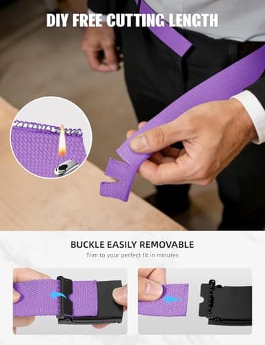 LXMY Belts for Men,Work Belts for Men,Mens and Womens Adjustable Canvas Fabric Nylon Golf Belt Fits Anywhere (Purple) — view 4