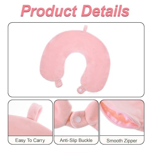 Bremorou Neck Pillow Covers with Zipper, Pillow Covers, U Shaped Neck Pillows Cover, Soft And Smooth Necks Case, Washable Travel Pillows Case, Airplane Replacement Cover, No Filler(Pink) — view 5