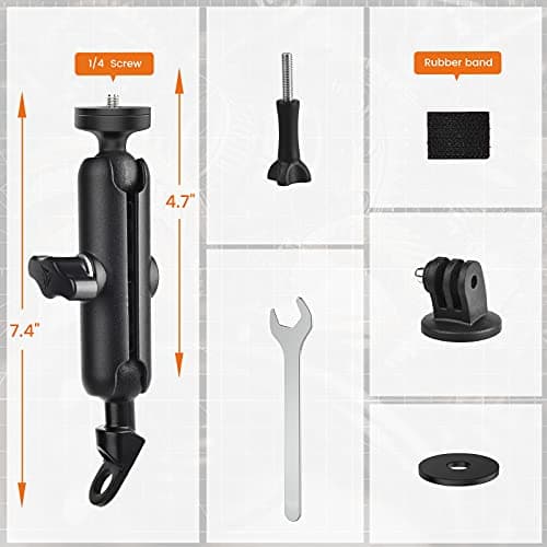 CAMOLO Motorcycle Action Camera Mount Holder, Handlebar Mount Clip for Bike/Bicycle/Motorcycle/Motor,Compatible with GoPro Hero 6/7/8/9&AKASO, SJCAM, DJI Osmo YI and More — view 4