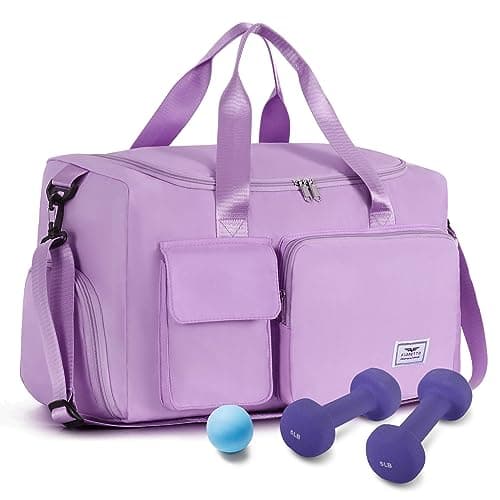 FIORETTO Gym Bag Womens, Sports Bag with Shoe Compartment, Plum Purple