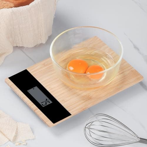 SHABBIR TRADERS LTD Wooden Bamboo Digital Kitchen Scale 5kg | Electronic Food Weighing Scale with LCD Display & Battery Powered Design for Cooking & Baking — view 5