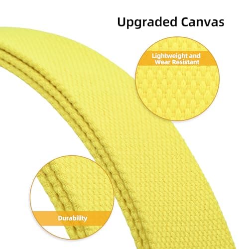 Mile High Life Cut To Fit Canvas Web Belt Size Up to 52" with Flip-Top Solid Black Military Buckle (Yellow) — view 5