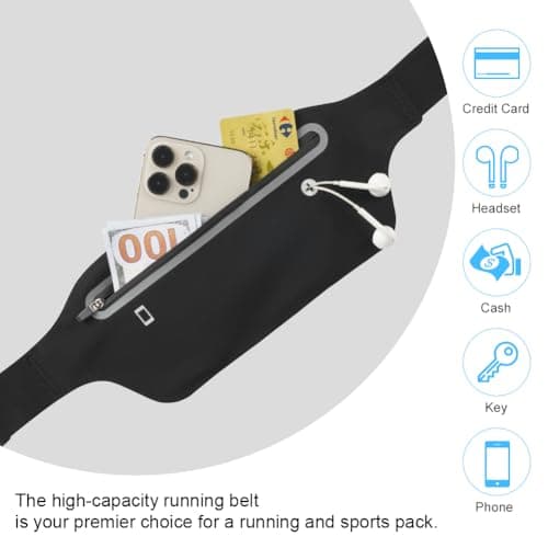 AOOSU Running Belt, Bum Bag Lightweight and Waterproof Travel Money Belt Adjustable Workout Fanny Pack, Sports Fanny Bags with Reflective Strips for Women Men for Gym, Riding, Jogging, Climbing — view 3