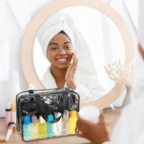 10 Pack Large Clear Makeup Bags Bulk, Plastic Toiletry Bag with Handle — view 5