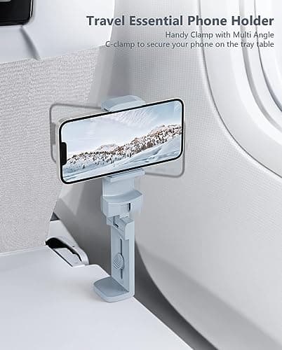 MiiKARE Portable Airplane Phone Holder-360° Rotation Phone Holder for Plane,Hands-Free Travel Essentials for Flying,Foldable Pocket-size Phone Stand Holiday Essentials Compatible iPhone&Android-Blue — view 3