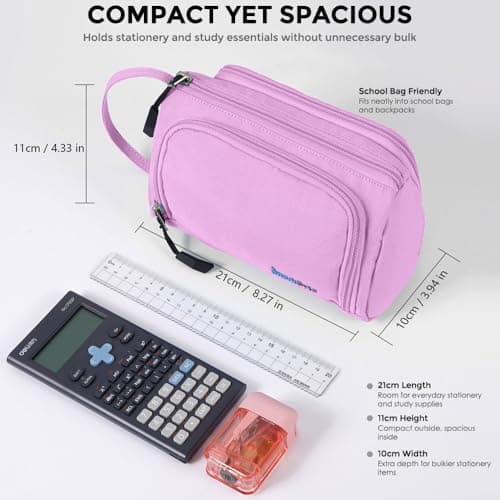SharkByte Large Pencil Case Organiser, Big Capacity Aesthetic Stationery Storage Pouch with Compartments, Pen Holder for School, College, Study Supplies, Desk Organisation & Travel Essentials — view 5