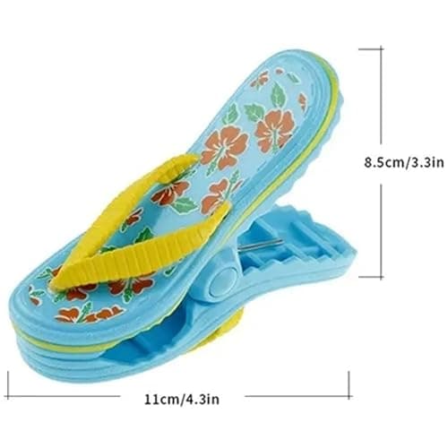 TRIXES 4PC Novelty Flip Flop Beach Towel Pegs – Secure Sun Lounger Travel Clips Indoor & Outdoor Use – Jumbo Clip for Beach, Garden, Pool, Sun Bed or Deck Chair – Laundry Quilt & Clothes Peg — view 4