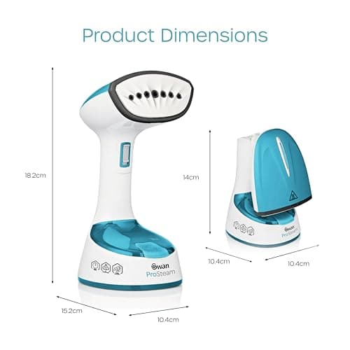 Swan SI12030N Foldable Garment Steamer with Removable Brush Attachments, Lightweight, 120ml Water Tank, 1470 Watts, White and Blue — view 6