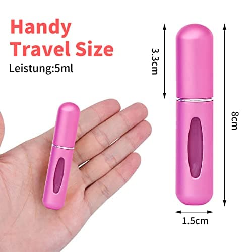 Leikedun 5 PCS 5ml Perfume Atomiser Refillable Bottles, Portable Mini Spray Travel Bottle with Visual Window Perfume Travel Bottle for Purse Handbag Pocket Luggage - Holiday Essentials — view 2