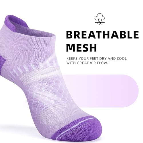 IRAMY Light Compression Socks for Women Arch Support Athletic Cushioned Anti-Blister Comfort Running Ankle Socks 3 Pairs — view 4