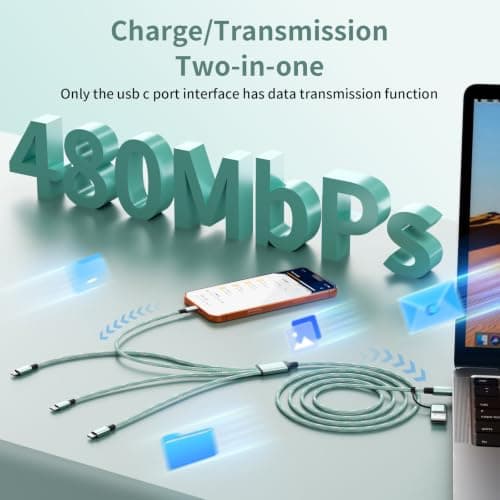 4 in 2 Multi Charging Cable, USBA/C Universal Charging Cords 2 Pack 5FT — view 3