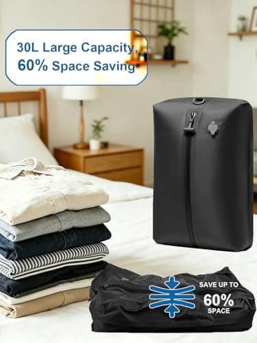 Wireless Vacuum Storage Bags for Travel with Pump – IP67 Waterproof TPU Space Saver Compression for Suitcases, Backpack & Camping, Electric Air Pump with 5 Nozzles — view 2