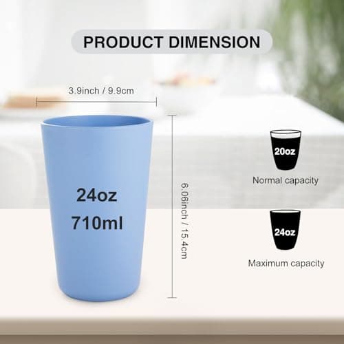 greenandlife 16oz/710ml Reusable Drinking Cups, 8 Pack Plastic Tumblers for Adults, Unbreakable Coffee Mug for Camping, Party, Travel, RV, Dishwasher and Microwave Safe — view 2
