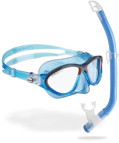 Cressi Moon Kid Snorkel Mask, Anti Splash Valve, Blue/Orange, Combo Set — view 2