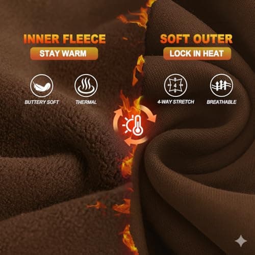 BLONGW Women's Fleece Lined Leggings High Waist Thermal Coffee Light Apricot with Pockets, Ladies Winter Warm Fur Lined Stretchy Yoga Pants Tights — view 3