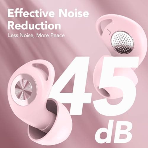 Ear Plugs for Sleep, 45dB Noise Cancelling Earplugs Hearing Protection for Sleep, Concentration, Travel, Work, Concerts, Ultra Comfortable Reusable Silicone Ear Plugs, 8 Tips(XS/S/M/L) & Case(Pink) — view 2