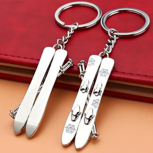 Ski Charm Keychain Cool Metal Keyring — view 3