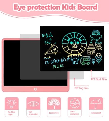 LCD Writing Tablet Doodle Board, 16inch Colorful Drawing Tablet Writing Pad, Kids Travel Essentials, Toddler Toys for 3 4 5 6 7 8 Year Old Girls Boys- Christmas and Birthday Gifts (Pink) — view 4